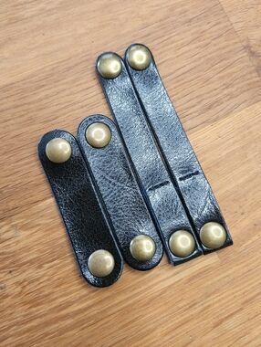 Purse or belt leather repair loops/snaps/extenders/keepers x4 in the color black